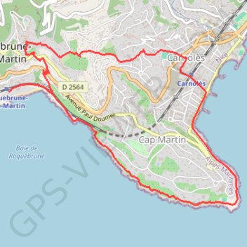 Trace GPS Tour du Cap Martin, itinéraire, parcours