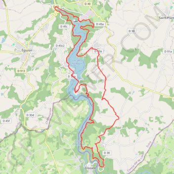 Trace GPS Lac d'éguzon ponts de Crozant et pont des piles, itinéraire, parcours