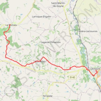 Trace GPS Lectoure - La Romieu, itinéraire, parcours