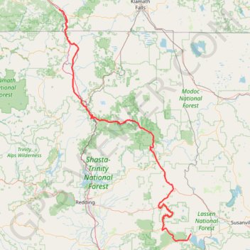 Trace GPS Ashland - Chester, itinéraire, parcours