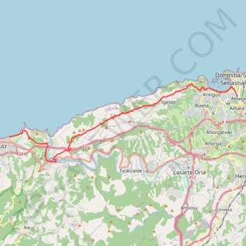Trace GPS San Sebastian Zarautz, itinéraire, parcours