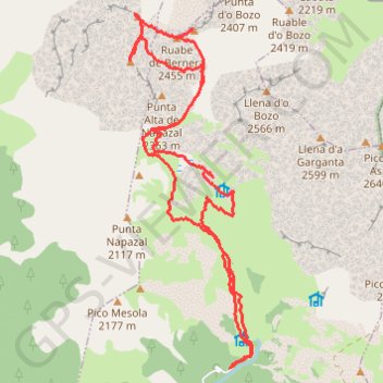 Trace GPS Pico de Olibon et pics de Bernera depuis Saleras, itinéraire, parcours