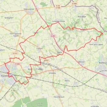 Trace GPS De Hazebrouck au Mont des Cats, itinéraire, parcours