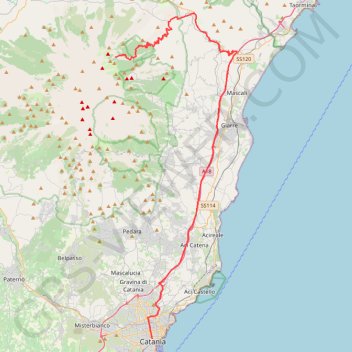 Trace GPS Terdav - Eoliennes - J7 - Transfert de l'Etna à Catane, itinéraire, parcours