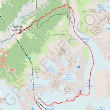 Trace GPS Aiguille du Midi : Vraie Vallée Blanche, itinéraire, parcours