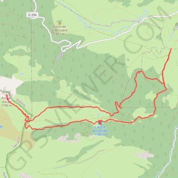 Trace GPS Crête de Saubajot et Rocher d'Aran depuis le plateau de Houndas, itinéraire, parcours