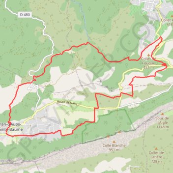 Trace GPS Saint-Baume - Vallon de Colombière, itinéraire, parcours