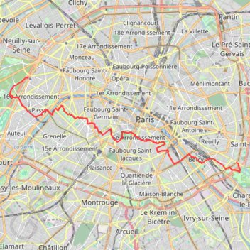 Trace GPS Traversée de Paris - Du Bois de Boulogne au Bois de Vincennes, itinéraire, parcours