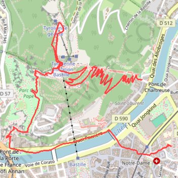 Trace GPS Bastille et grottes de Mandrin, itinéraire, parcours