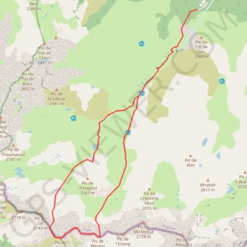 Trace GPS Pic de Serrère par le refuge de Quioulès, itinéraire, parcours