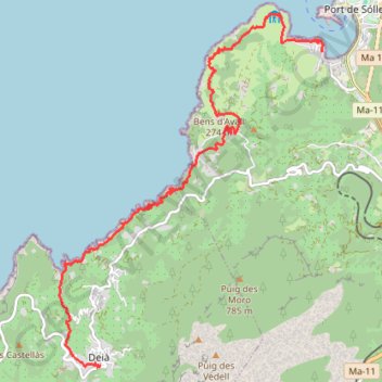 Trace GPS De Deia à Port de Soller, itinéraire, parcours