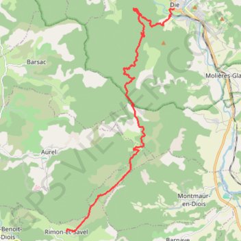 Trace GPS Sur les Pas des Huguenots - Rimon-et-Savel - Die, itinéraire, parcours