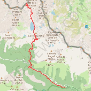 Trace GPS Lac Nègre - Pas du Préfouns, itinéraire, parcours