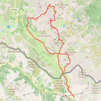 Trace GPS Rando ski Mont Aver-Laghi-Orgials, itinéraire, parcours