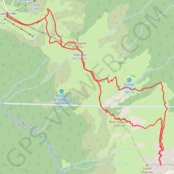 Trace GPS Grand Charnier d'Allevard, Face Nord (Belledonne), itinéraire, parcours