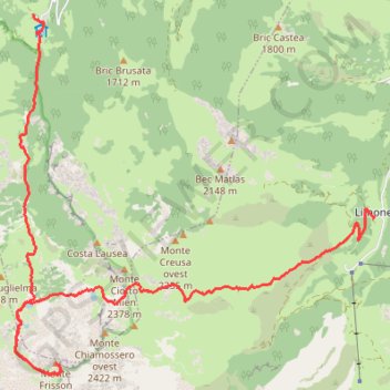 Trace GPS Limonetto cima Frisson Palanfre', itinéraire, parcours