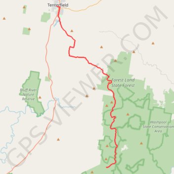 Trace GPS Tenterfield - Spirabo Forest, itinéraire, parcours