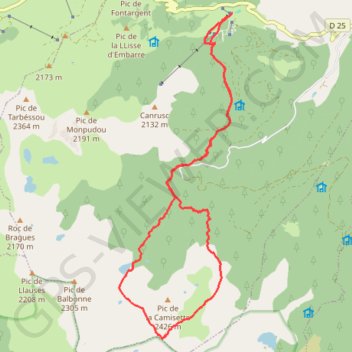 Trace GPS Ski Rando - Tour du Pic de la Camisette, itinéraire, parcours