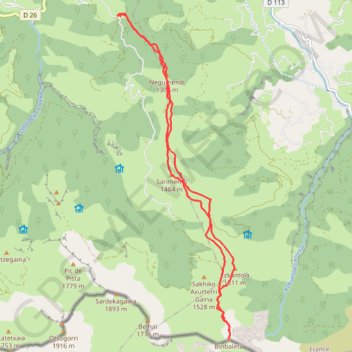Trace GPS Binbaleta depuis Azkarai, itinéraire, parcours
