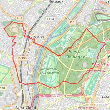 Trace GPS A partir du Mont Valérien, itinéraire, parcours