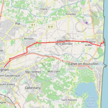 Trace GPS Perpignan - Sainte-Marie-la-Mer, itinéraire, parcours