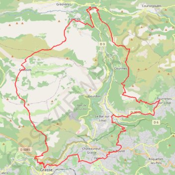Trace GPS Boucle Grasse-Cipières-Tourettes, itinéraire, parcours