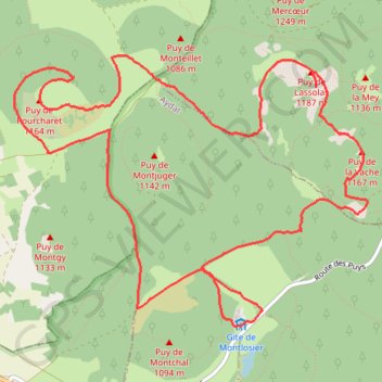 Trace GPS Puy de Lassolas, itinéraire, parcours
