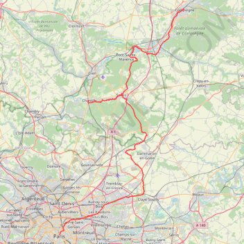 Trace GPS Paris (75000-75116), Île-de-France, France - Compiègne (60200), Oise, Hauts-de-France, France, itinéraire, parcours