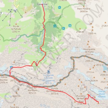 Trace GPS Mont Perdu - Gavernie, itinéraire, parcours