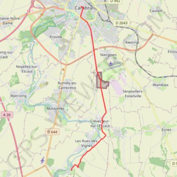 Trace GPS Saint-Jacques-en-Boulangrie - Cambrai - Abbaye de Vaucelles, itinéraire, parcours