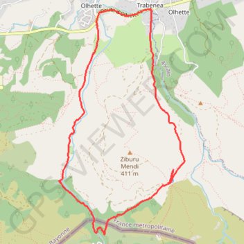 Trace GPS Le tour de la Montagne de Ciboure, itinéraire, parcours
