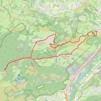 Trace GPS Pibeste - Souquète - Arréou (par les crêtes), itinéraire, parcours