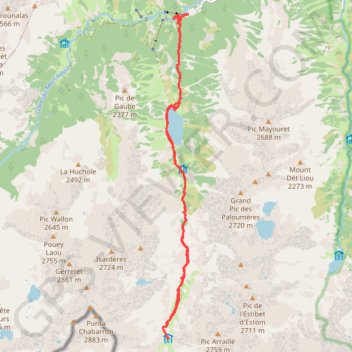 Trace GPS Refuge des Oulettes de Gaube depuis le Pont d'Espagne, itinéraire, parcours