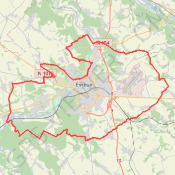 Trace GPS Balade autour d'Evreux, itinéraire, parcours