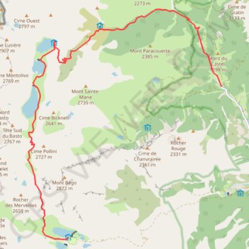 Trace GPS Mercantour - de Casterino au refuge des Merveilles, itinéraire, parcours