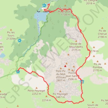 Trace GPS Tour du pic du midi d'Ossau (étape 2), itinéraire, parcours
