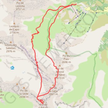 Trace GPS Pic de la Géla et pic Gerbats depuis Piau-Engaly, itinéraire, parcours