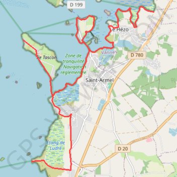 Trace GPS Tour du Golfe du Morbihan - Saint-Armel, Le Hézo, itinéraire, parcours