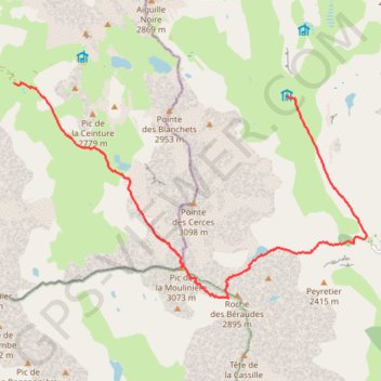 Trace GPS Col des béraudes pic de la moulinière, itinéraire, parcours