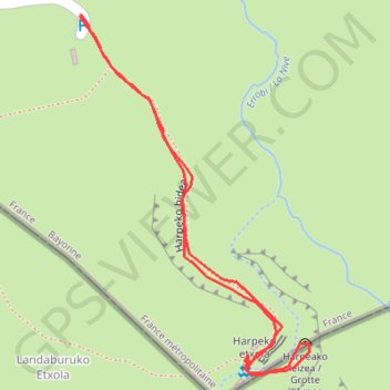 Trace GPS Grotte Harpea depuis le parking du cayolar, itinéraire, parcours