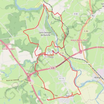 Trace GPS Nervieux Saint Georges De Baroilles Pinay, itinéraire, parcours