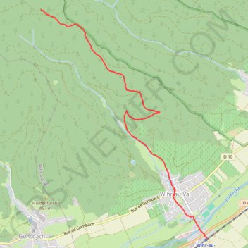 Trace GPS Colmar - Croix bleue, de Wihr-au-Val gare jusqu'à jonction croix jaune, itinéraire, parcours