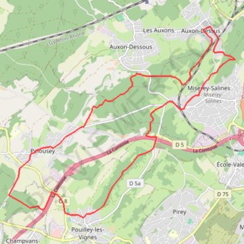 Trace GPS Canton d'Audeux - Pouilley-les-Vignes, itinéraire, parcours