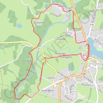 Trace GPS Peyrat-Le-Château, itinéraire, parcours