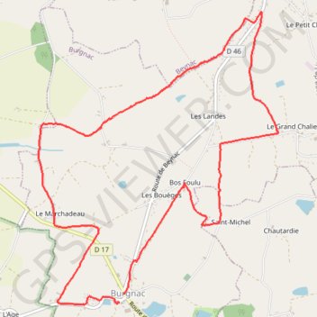 Trace GPS Balade à Burgnac, itinéraire, parcours