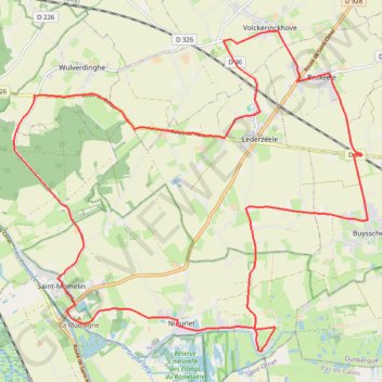 Trace GPS Les Rives de l'Yser - Broxeele, itinéraire, parcours