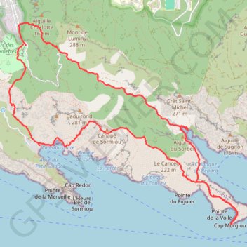 Trace GPS Calanques de Sormiou et Morgiou, itinéraire, parcours