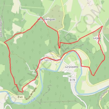 Trace GPS Balade autour de Saint Sulpice, vallée du Célé, itinéraire, parcours