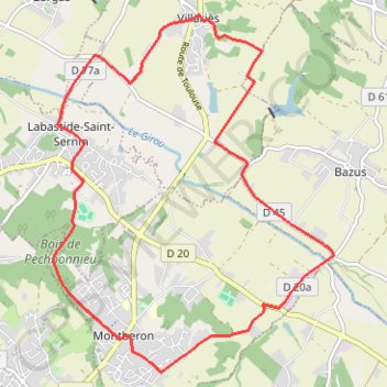 Trace GPS Montberon Labastide Saint-Sernin Villaries, itinéraire, parcours