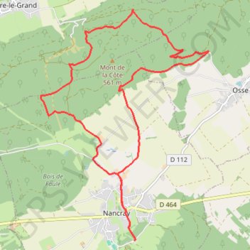 Trace GPS Nancray - Mont de la Côte, itinéraire, parcours